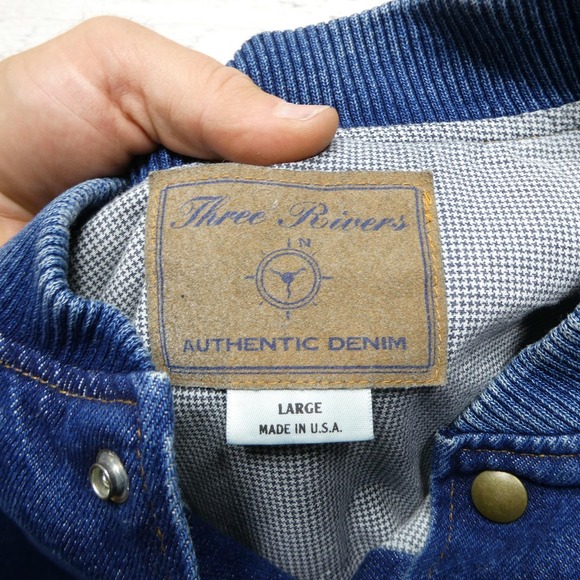 3M Eagan Minnesota Jacket Mens Large Blue Denim Bomber Snap Front Made in‎ USA - Picture 3 of 6